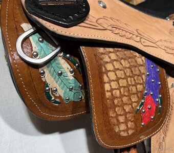 Westernový sedlový komplet hnědý barevný - 6