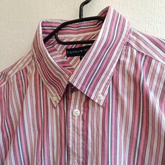 Tommy Hilfiger ružová pruhovaná košeľa s dlhým rukávom XL - 6