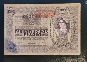 Staré bankovky 10000 korun / kronen r.1918 3.verze I.vydání - 6
