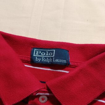 Polo Ralph Lauren červená pruhovaná polokošeľa tričko L - 6