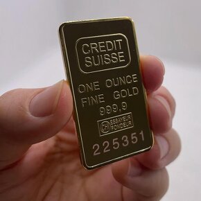 Pozlátená zlatá zberateľská tehlička - CREDIT SUISSE - 6