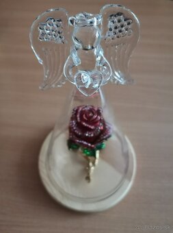 Sklenený Anjel s dreveným podnosom - 6