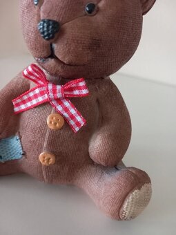 Starý keramický sediaci medvedík 12x10x7 cm - 6