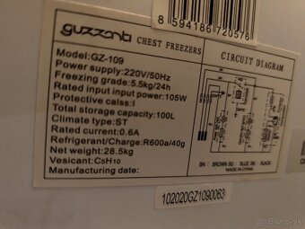 Mraznička Guzzanti GZ-109 100 litrová - 6