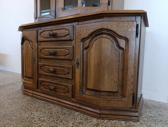 Rustikální příborník, kredenc, komoda + vitrína, masív - 6
