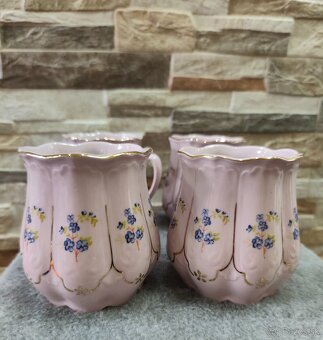 Růžový porcelán, 5 x hrníček - bucláček, Chodov - 6