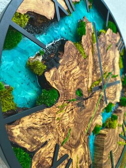 Machove hodiny , Machové hodiny , Drevené hodiny s epoxidom - 6