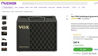 Gitarové, lampové kombo Vox VT20+, RMS 30W + footswitch VOX - 6
