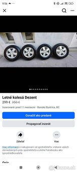 Predám letnú sadu kolies z Mercedesu ML - 6