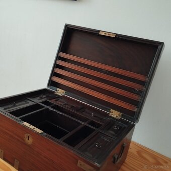 Starý anglo-indický písací box / kufrík z palisandra – 19. s - 6
