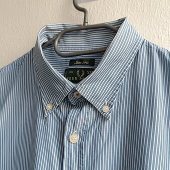 Vintage 90s Fred Perry modrá pruhovaná košeľa XXL slim - 6