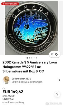Strieborná uncová minca s hologramom - 6