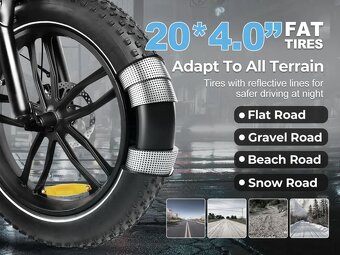 Elektrický skladací bicykel FAT BIKE TRIP s ALU rámom 500W - 6