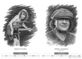 unikátny kreslený kalendár portrétov AC/DC 2026 - 6