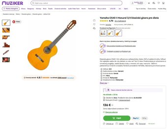 Gitara Yamaha CS 40 natural velkosť 3/4 - 6