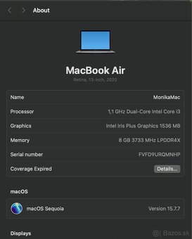 MacBook Air 2020, i3, 8GB RAM, 256GB - 6