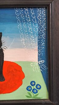 Starý obraz - Mačka - signované olej - 6