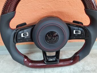 VOLANT VOLKSWAGEN R LINE GTI - KOZA / BIELY KARBON / BORDOVY - 6