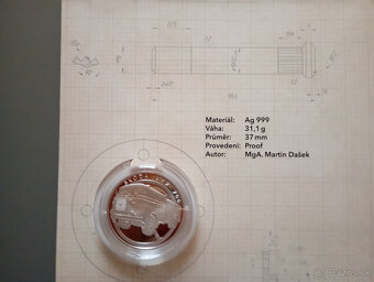 Predám Strieborná minca Na kolech - Nákl. aut Škoda LIAZ 706 - 6