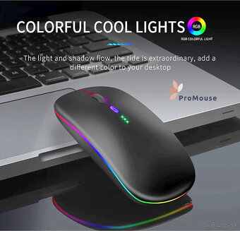 LED bezdrôtová myš s podložkou - sivá - 6
