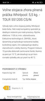 Whirlpool zhora plnená práčka - 6