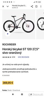 Predám  bicykel rockrider ST 120 --27,5" kolesa. Prevod 1x9 - 6