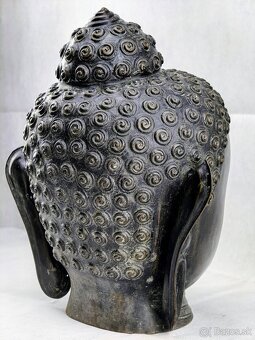 Veľká 42cm bronzová starožitná busta buddhu Gautamu -Thajsko - 6