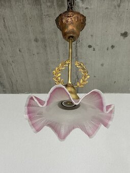 Secesná stropná lampa s mosadzným venčekom - 6