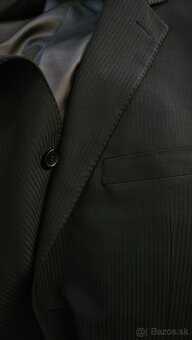 Nový čierny oblek veľ.56 na výšku190 cm + košeľa a kravata - 6
