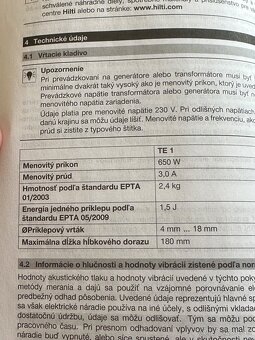 Hilti - VŔTACIE KLADIVO TE 1 - SDS Plus - nová, nepoužitá - 6