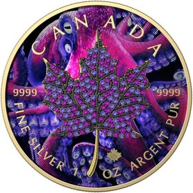 investičné striebro - mince - Maple leaf -  Bejeweled - 6