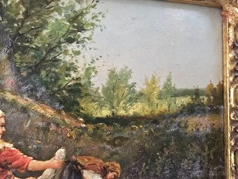 Starožitný obraz maľba na dreve - 6