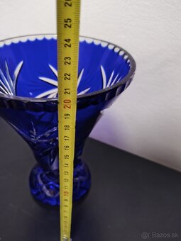 Váza široka, XL Brúsené modré Art sklo - 6