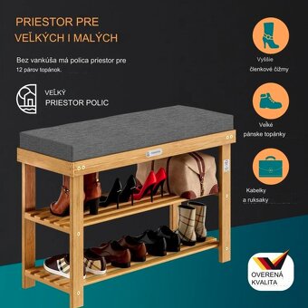 Botník na topánky 90x30x48cm - agát - nosnosť 160 kg - 6