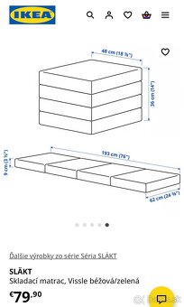 Ikea SLÄKT Skladací matrac - 6
