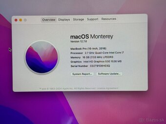 Apple Macbook Pro 15" TB (2016) a1707 - i7, 16gb, 512gb - 6