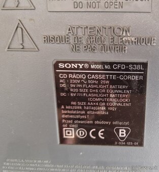 Sony STEREO prenosné rádio Boombox 230v sieť aj Baterky - 6