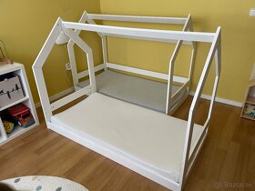 Detská masívna domčeková posteľ 80x160 biela - 6