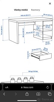 Predám biely stol Ikea Malm - 6