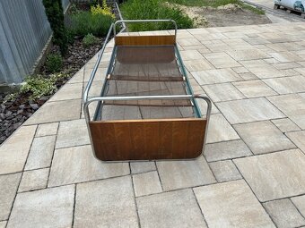 Predám retro posteľ - gauč, chróm, leštená ohýbaná trubka - 6