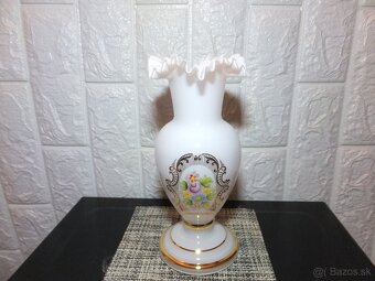 Retro krásná opálová váza, ručně malovaná, Bohemia. - 6