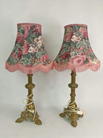 Párové mosadzné lampy s kvetinovými tienidlami - 6