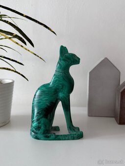 Malachitová soška Bastet - ochrana pred žiarením - čitaj… - 6