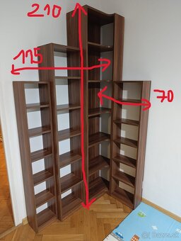 Vysoká rohová knižnica - odtieň orech - 6