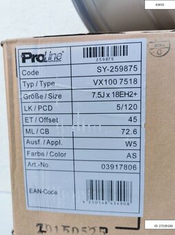 Bmw 1 Alu disky Proline Proline 7,5x18 ET45 5X120 1234 - 6