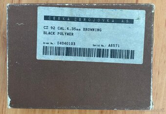 - - - Pištoľ ČZ vzor 92 - kaliber 6.35 Browning - - - - 6