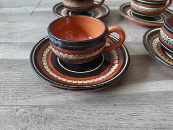 Retro sady na kavu - 6 tanierikov a 6 salok - 6