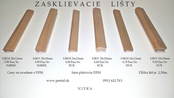 Drevené lišty, Parketové dubové lišty, Podlahové lišty,  D1 - 6