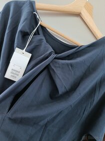 COS luxusné tmavo modré bavlnené šaty S-M - 6