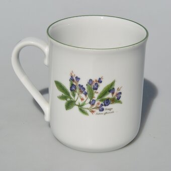 Nádherná bylinková porcelánová sada, . čajník + trojset + - 6